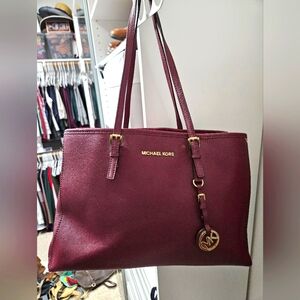 Michael Kors Burgundy Tote Bag